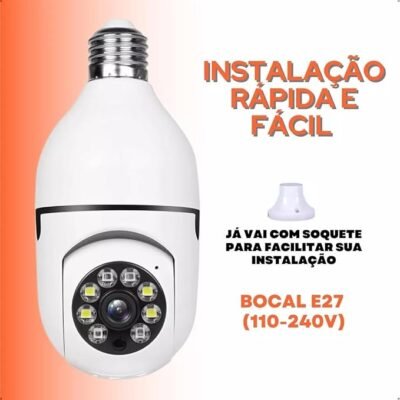 Câmera Segurança IP Lâmpada WiFi Full HD 1080p com Visão Noturna Infravermelho 1080P, Yoosee, Bivolt, Detecção de Movimento, Áudio Bidirecional, Prova D'água Giratória