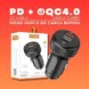 Carregador Veicular Turbo Dual Port 60W Com Carregamento Rápido 9.1A USB 3.0 + Tipo C Premium - Image 5