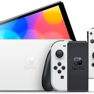 Nintendo, Console, Nintendo Switch OLED, Nacional, Portátil e Doméstico, Tela de 7 Polegadas, Bateria de até 9 Horas, 64GB de Armazenamento, Porta LAN Integrada, Áudio Aprimorado, Inclui Joy-Con com Suporte e Alças, Branco